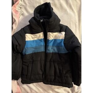 Operation Warm Boys Puffer Parka Coat Fleece Hood Jacket Black Blue Size 4 T